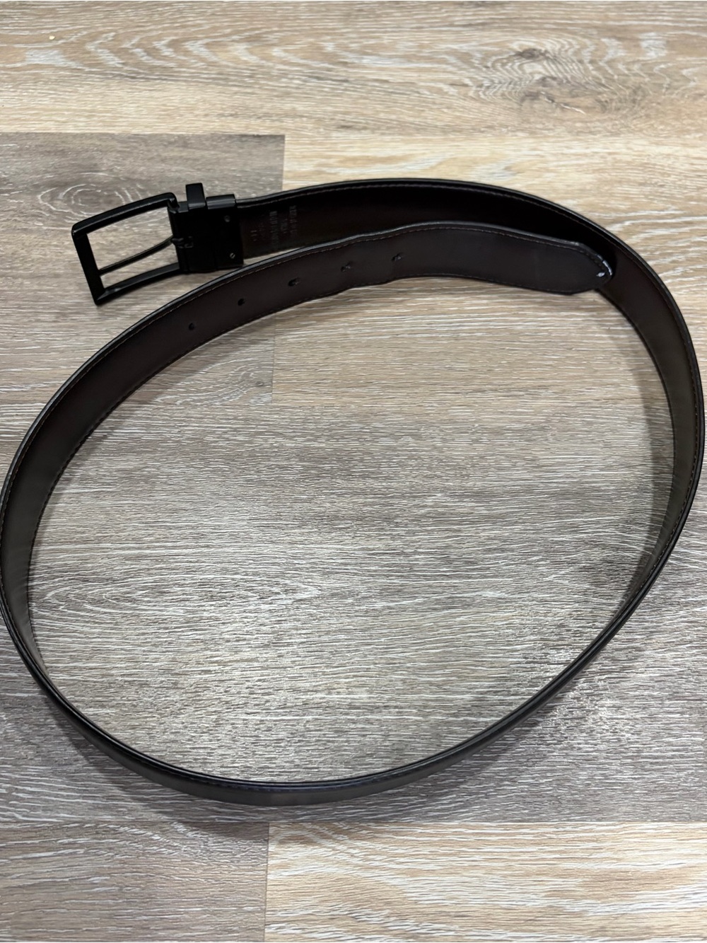 Kenneth Cole Reaction Men's Black Leather Belt with Matte Black Buckle